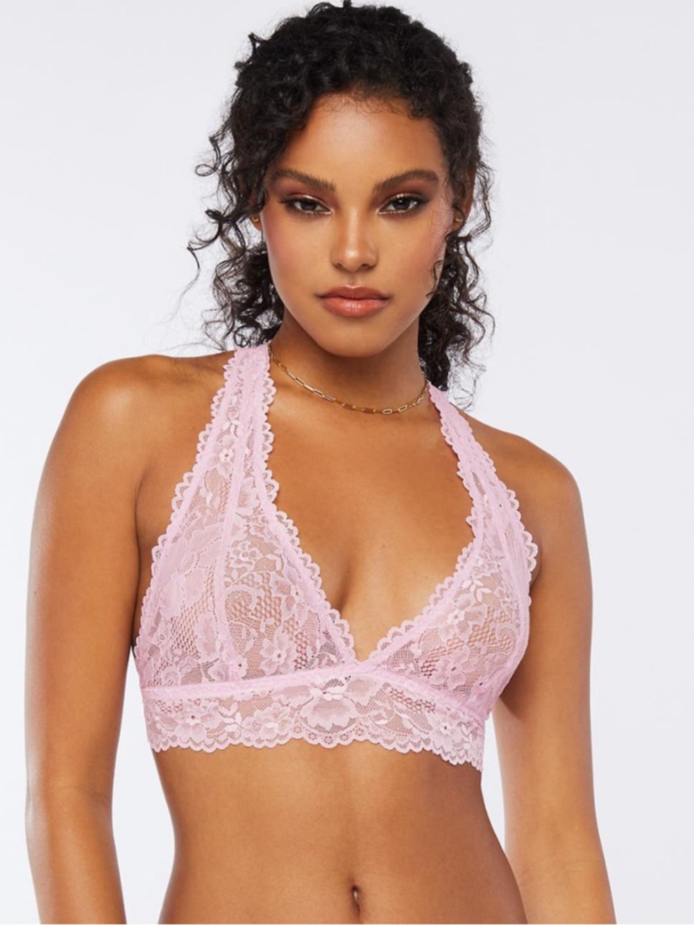 Savage X Fenty Unicorn Lavender Pink Floral Lace Racerback Bralette Size L